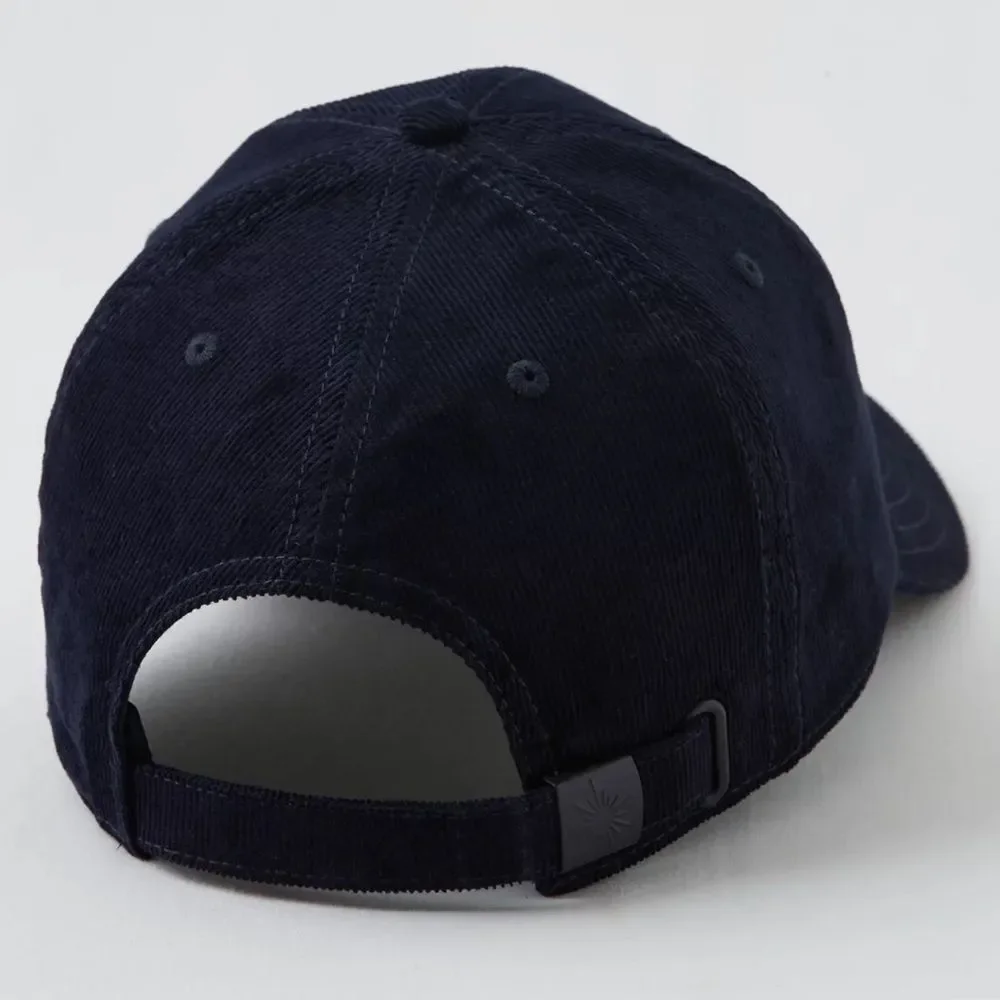 OFFLINE Navy Blue Corduroy Baseball Hat Cap Embroidered Light Blue Logo